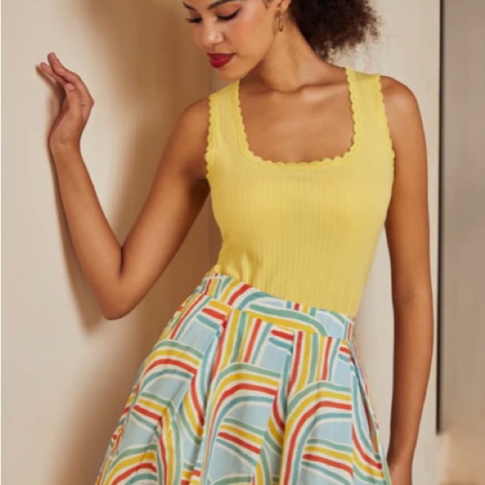 NWT Modcloth Charm School Tank in Buttercup Cream in Large